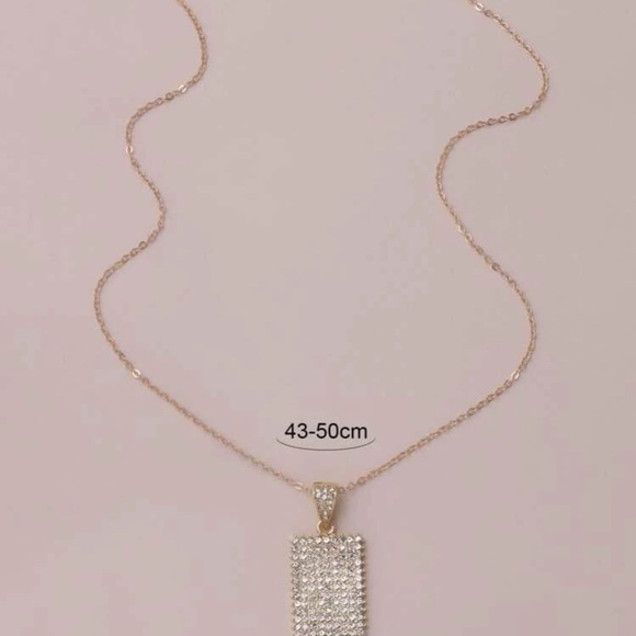 Rhinestone Geometric Charm Necklace Faux Diamond - Picture 3 of 6